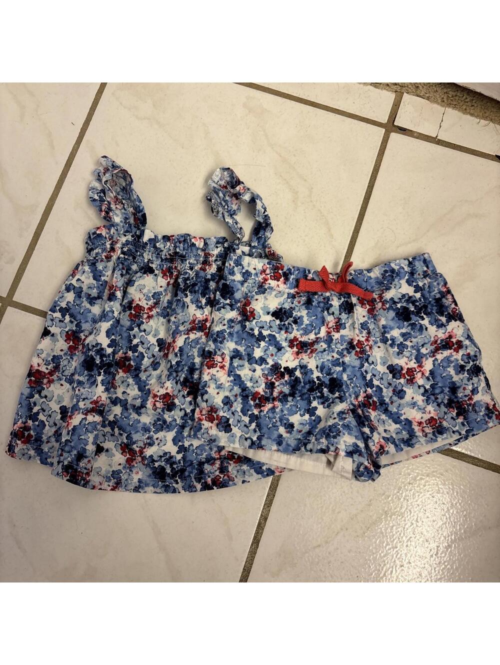Crown and Ivy Kids Girls Red White & Blue Lined Shorts XL Elastic Waistband